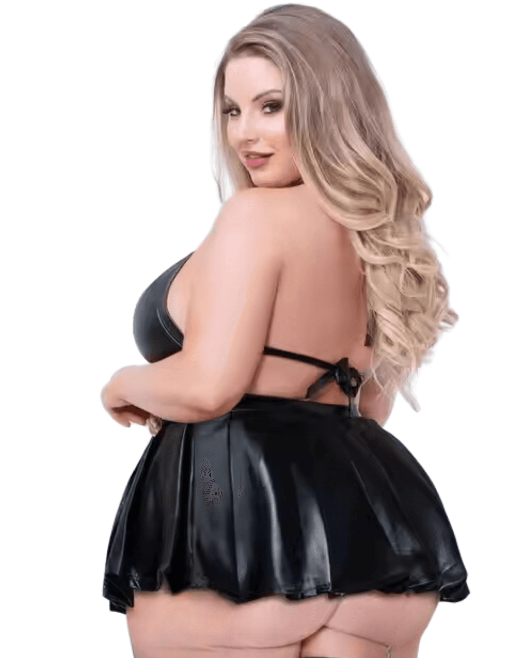 Tegan Büyük Beden Fantezi Sütyen ve Pileli Mini Etek Takımı MHS6310129 - 2