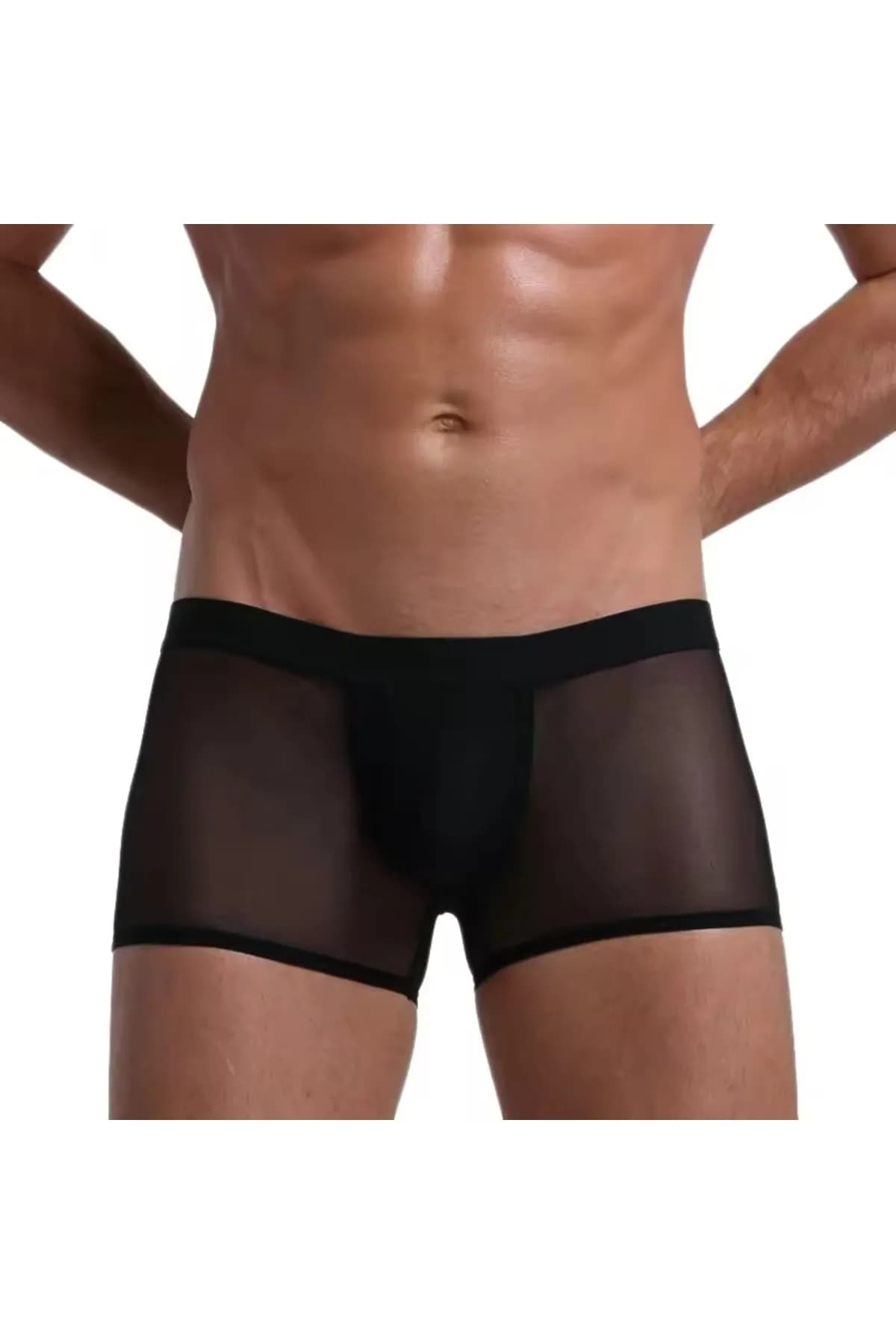 Tegan Fantezi  Transparan Tül Erkek Boxer  Fantezi Tanga MHS634603 - 4