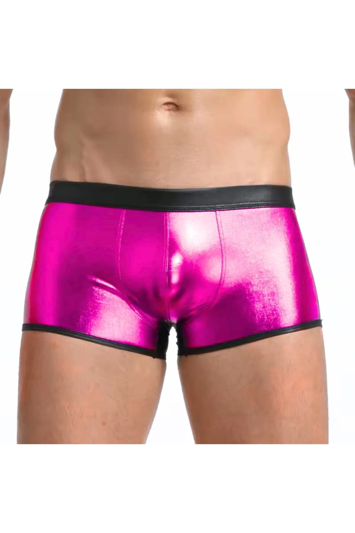 Tegan Fantezi Deri Görünümlü  Pembe Erkek Boxer  - Fantezi Tanga MHS634608