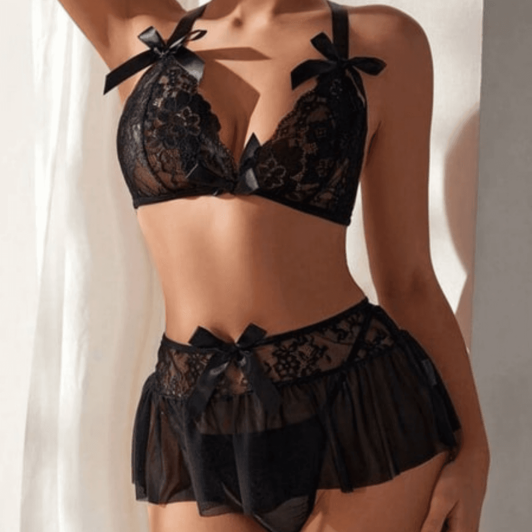 Tegan Fantezi Siyah Dantelli Mini Etekli Babydoll MHS639242 - 2