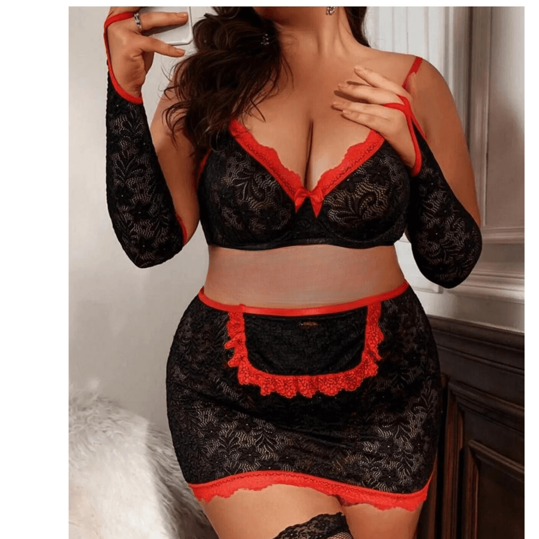 Tegan Fantazi Seksi Dantel Babydol Fantezi Gecelik (Çorapsız) MHS639233 - 2