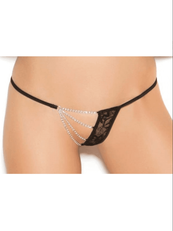 Tegan Büyük Beden Fantezi Zincirli Dantelli String-Tanga MHS631294-B - Görsel 1