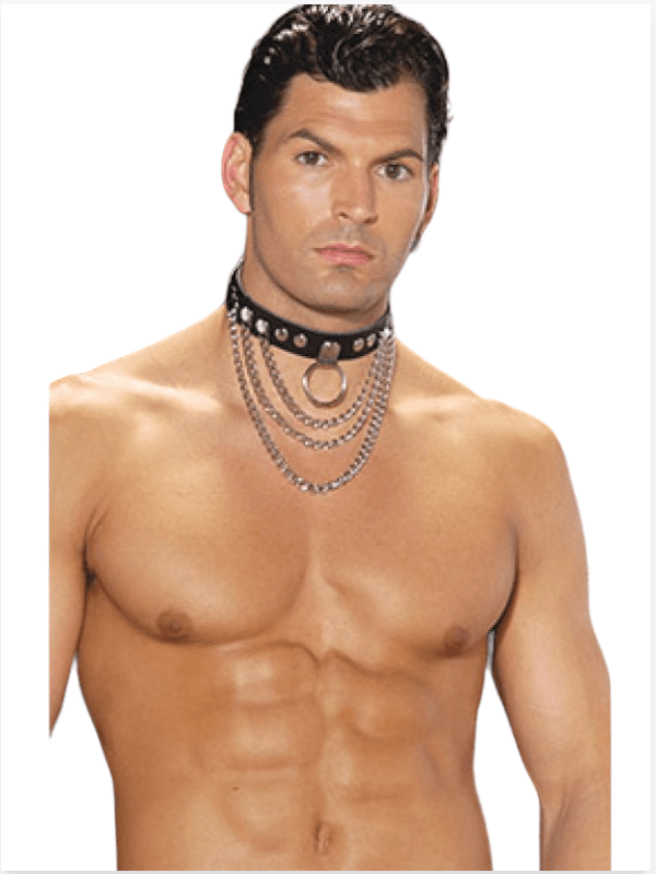 Mehsal Fantezi Zincirli Deri Erkek Boyunluk Fantezi Aksesuar MHS635415