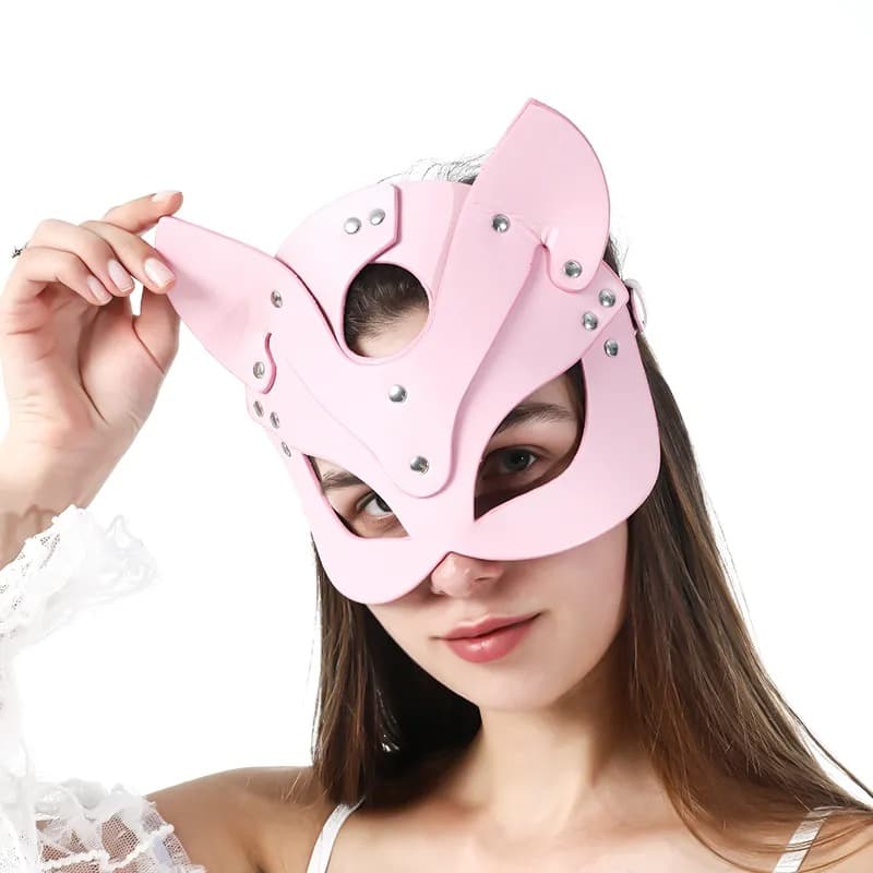 Tegan Fantezi Deri Seksi Pembe Kedi Maskesi MHS635372