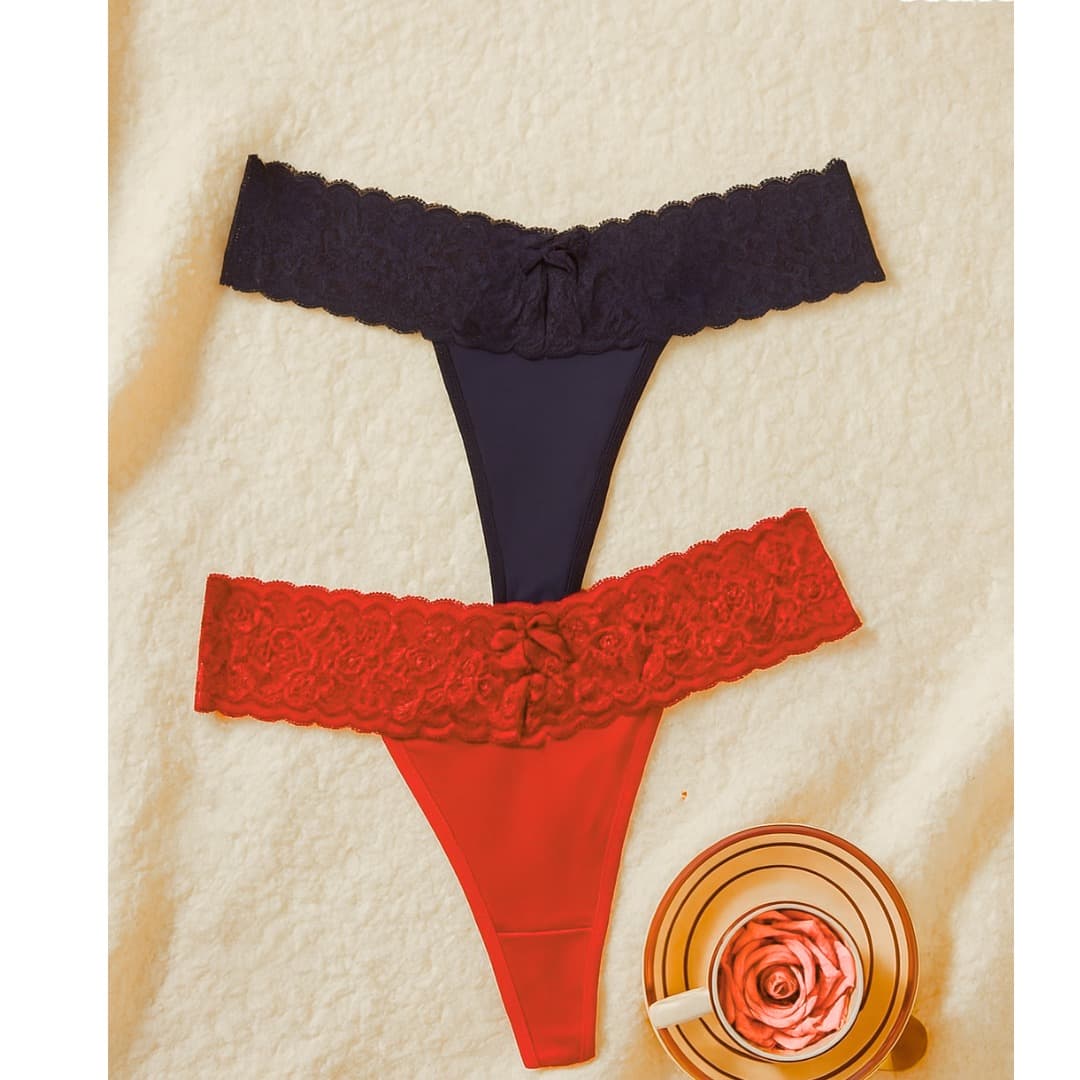 Mehsal Büyük Beden Kadın 2'li Dantelli Seksi Tanga MHS630053B