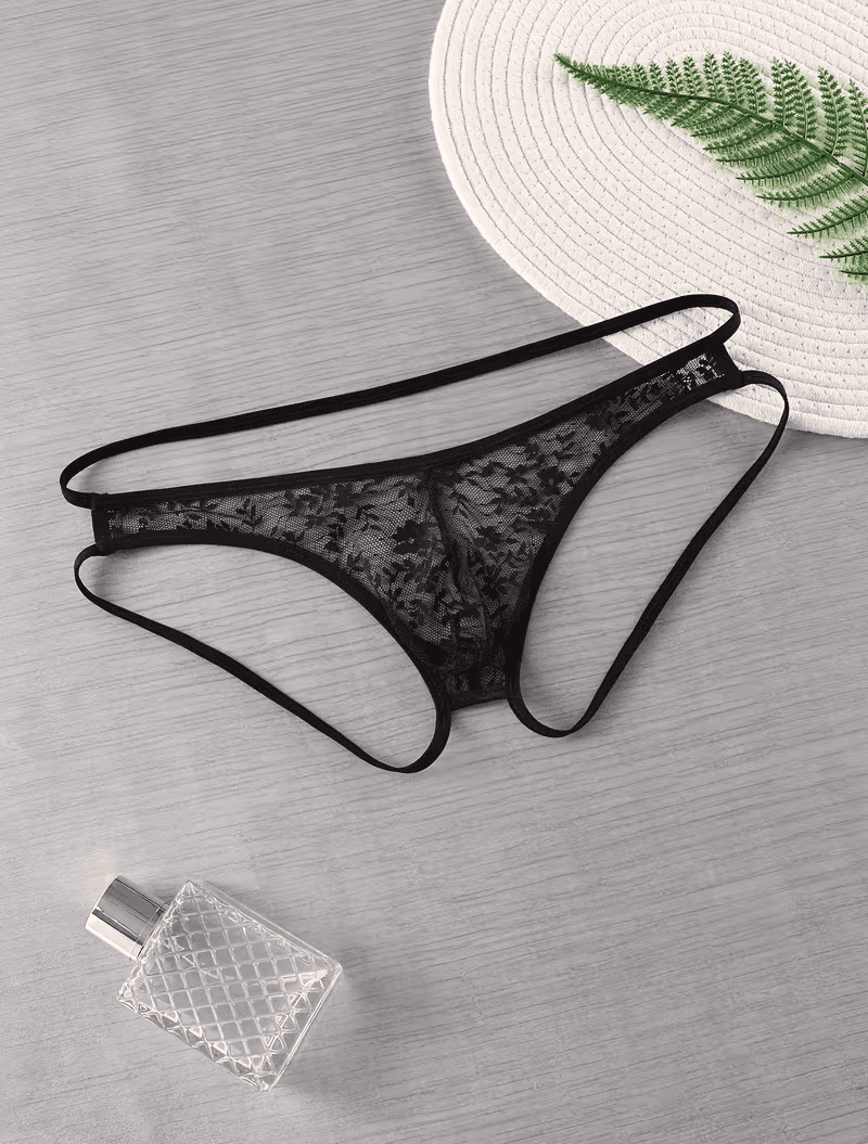 Tegan Seksi Dantelli Arkası Açık Seksi Siyah Erkek Külot MHS634626 - 3