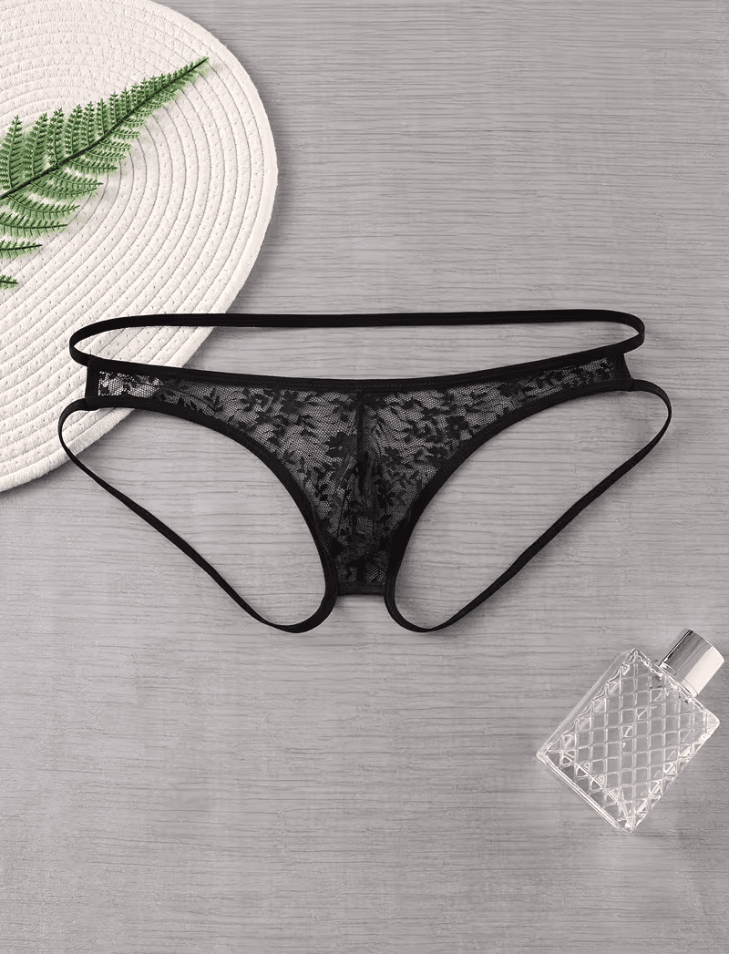 Tegan Seksi Dantelli Arkası Açık Seksi Siyah Erkek Külot MHS634626 - 4