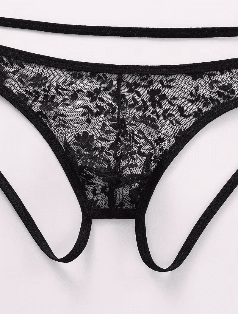 Tegan Seksi Dantelli Arkası Açık Seksi Siyah Erkek Külot MHS634626 - 5