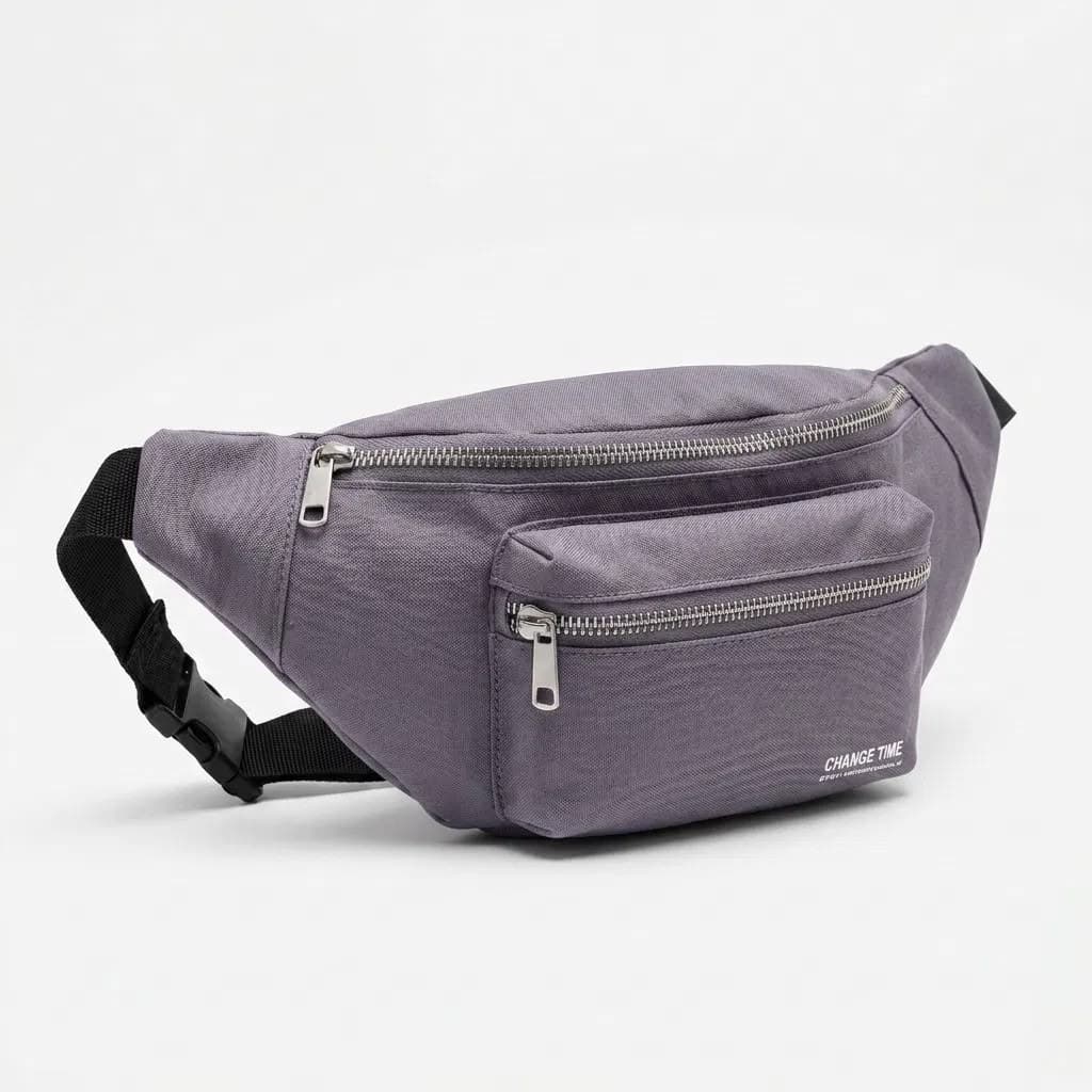 Lila Unisex Bel Çantası Çapraz Askılı Günlük Kullanım Fermuarlı 30x13 cm - Görsel 1